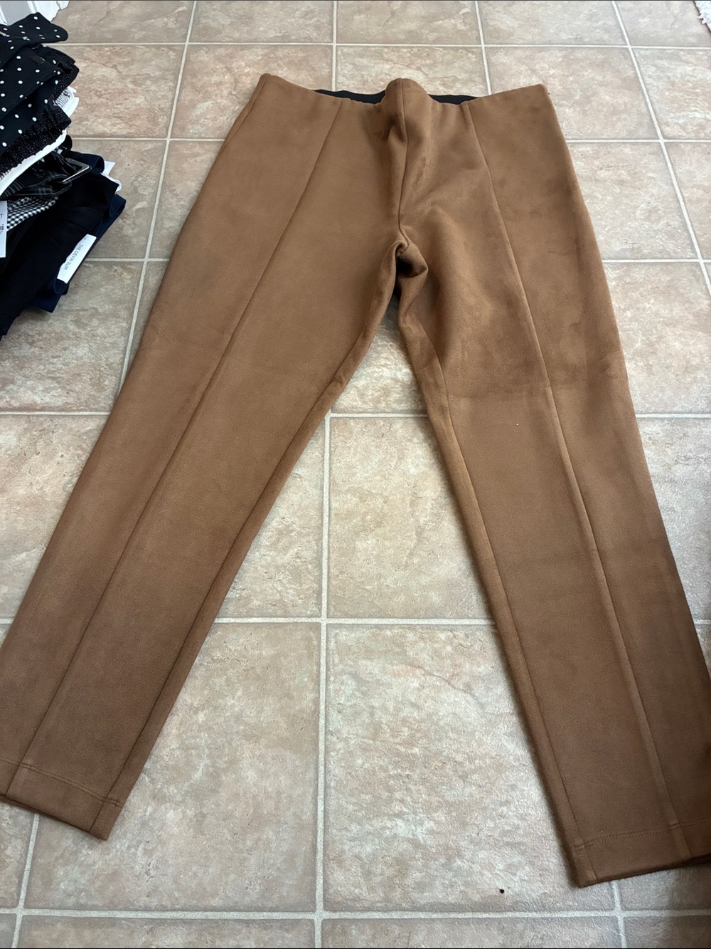 LOFT Women's Camel Brown Tailored Ponte Leggings side zip